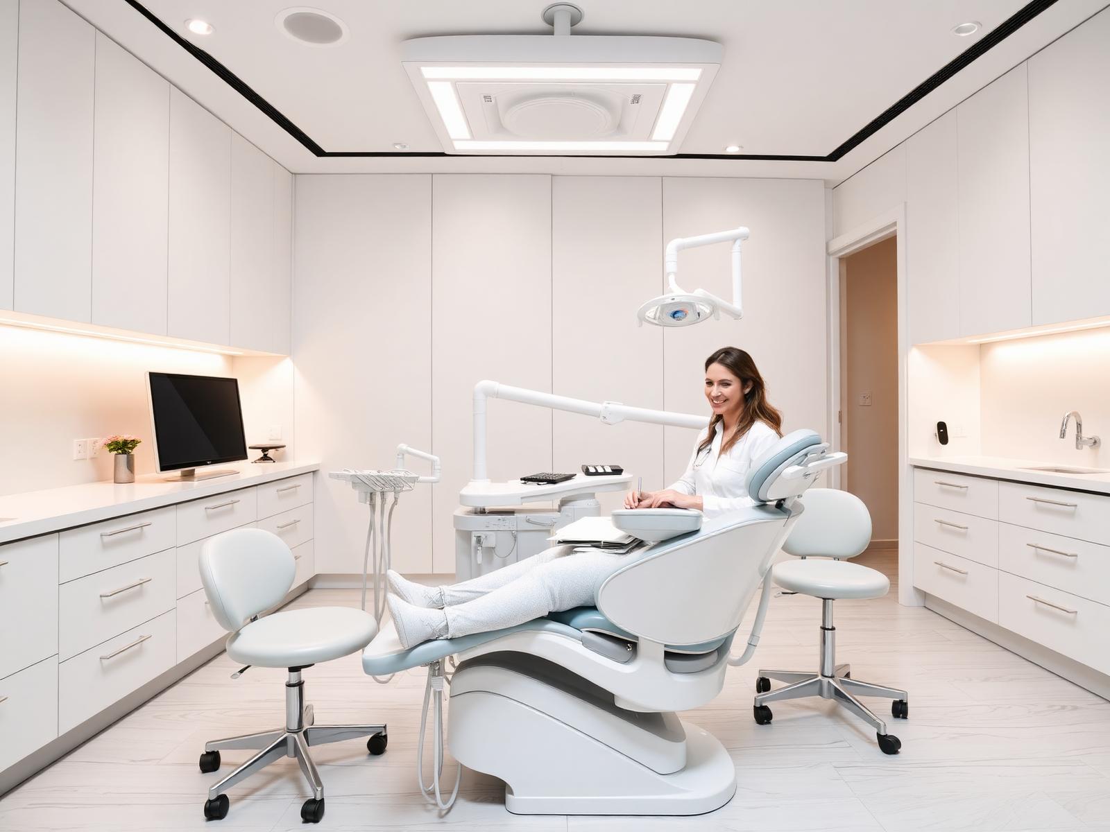 Modern dental clinic with smiling dentist and patient in Noida